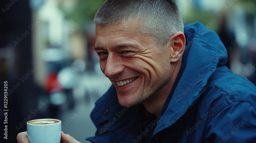 A person enjoying his morning coffee A person enjoying his morning coffee