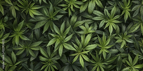 Top view of Cannabis plants. KI generiert, generiert, AI generated