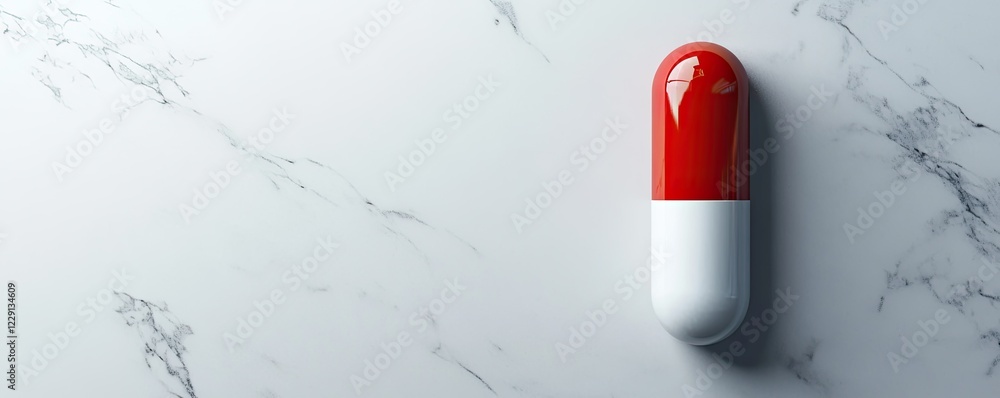 3d render of one red and white pill on light grey background 3d render of one red and white pill on light grey background