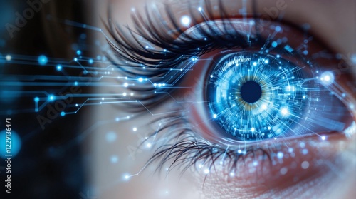 Digital ocular technology illustrates connection between vision and data in a futuristic context