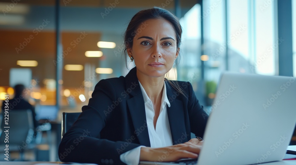 Young businesswoman working with computer to analyze online financial transactions at workplace. Young businesswoman working with computer to analyze online financial transactions at workplace.