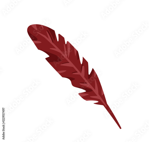 Quill, bird feather pen for calligraphy, handwriting. Vintage writing tool, old ancient plume, historical quil, stationery. Lettering icon. Flat vector illustration isolated on white background