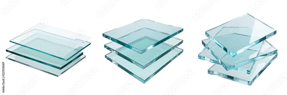 Translucent Glass Sheets Stacked in Various Arrangements Translucent Glass Sheets Stacked in Various Arrangements