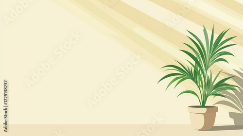 Wallpaper Mural Potted Plant Against Light Wall with Soft Shadows and Natural Vibes Torontodigital.ca