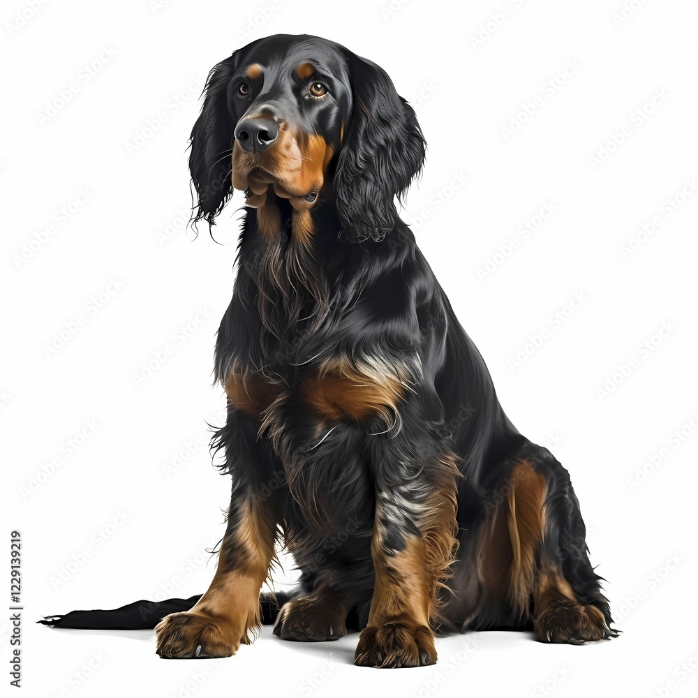 Gordon Setter, white background, Ai generated