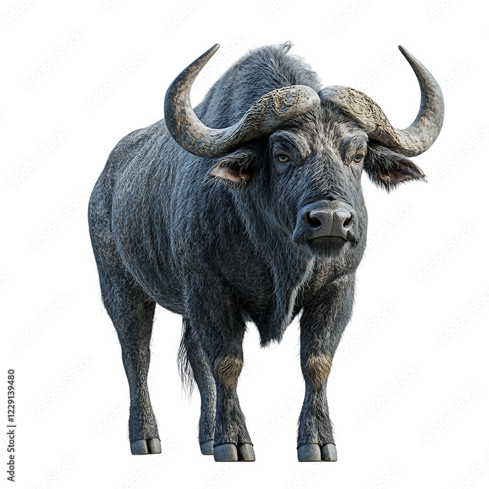 Large black wildebeest stands alone on transparent background Large black wildebeest stands alone on transparent background