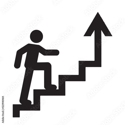Person Climbing Stairs to Success Upward Growth Icon