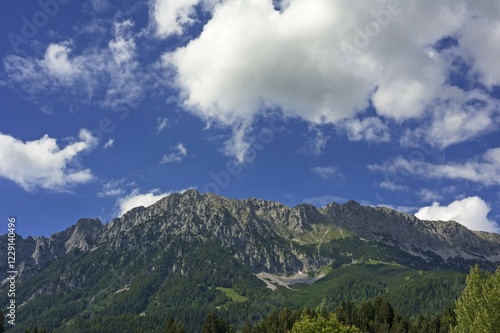 Wilder Kaiser or Wild Kaiser, cloudy sky, Scheffau, Tyrol, Austria, Europe photo