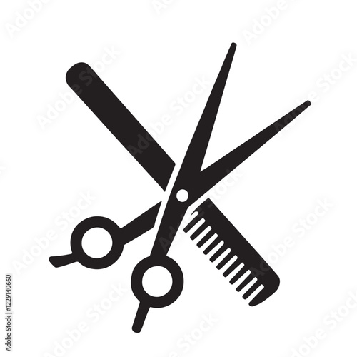 Hair Salon Scissors and Comb Icon Design