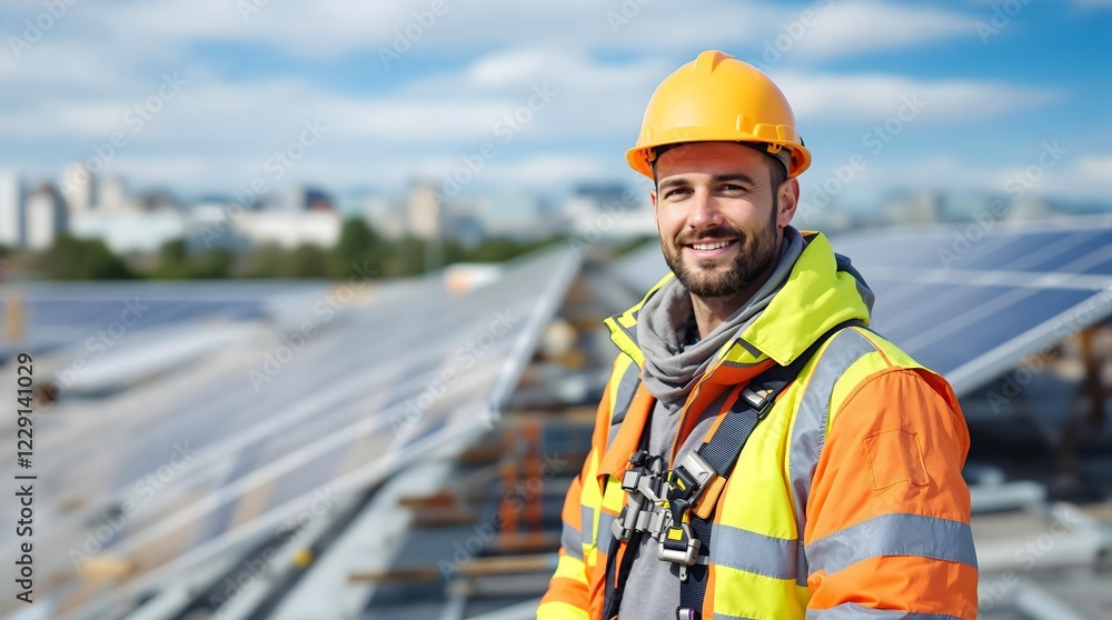 Solar Panel Installer Working on Rooftop Renewable Energy Project (Industry) Solar Panel Installer Working on Rooftop Renewable Energy Project (Industry)