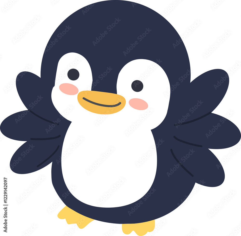 Fototapeta premium Happy bird penguin pretending to fly