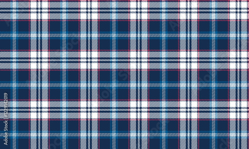 Seamless plaid pattern, blue, white, and pink, for use in clothing design such as skirts and pants. Guaranteed beauty and style in every use. Vector illustration.