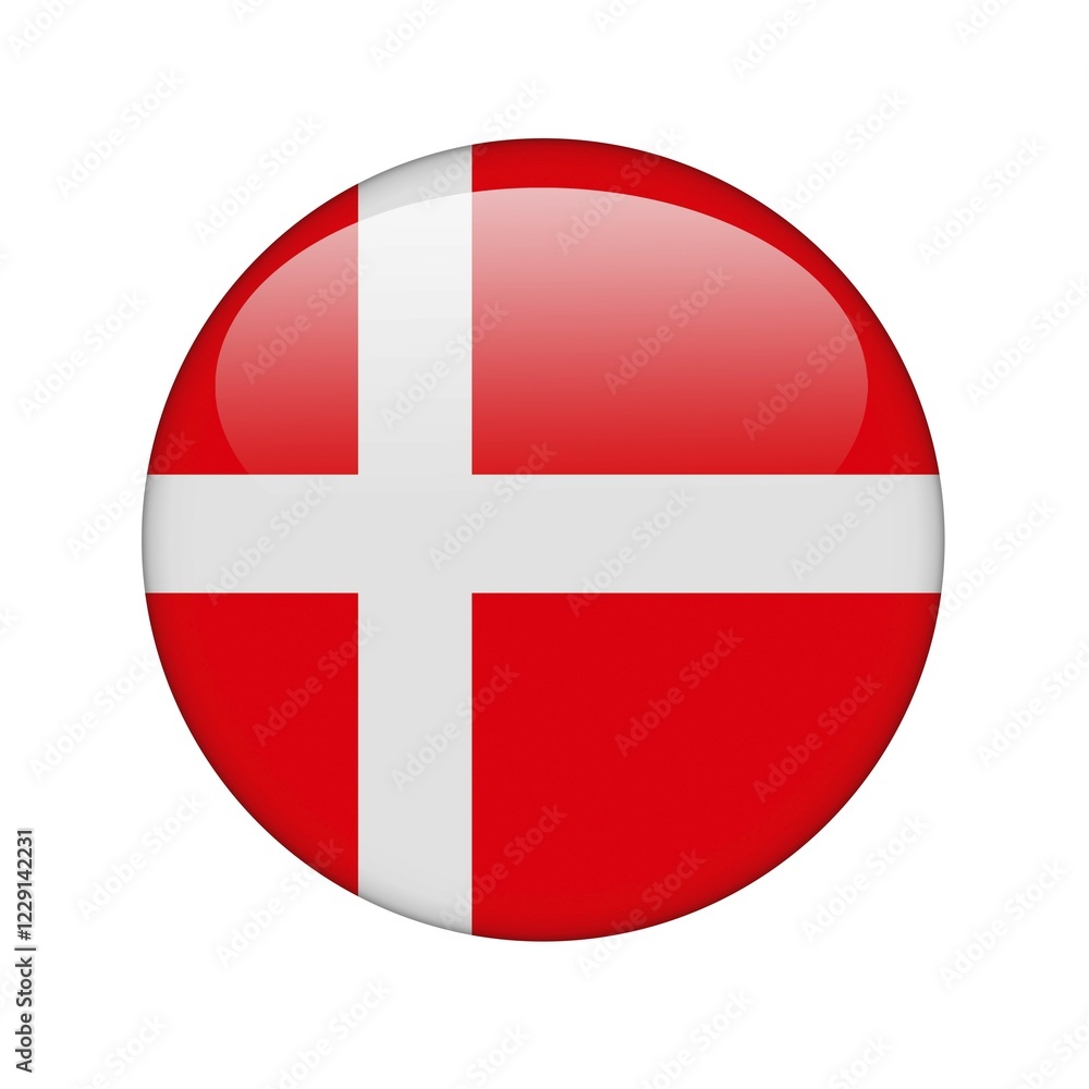 The Danish flag in the form of a glossy icon The Danish flag in the form of a glossy icon
