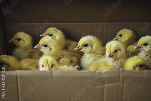 Box full of young chicks KI generiert, generiert, AI generated photo