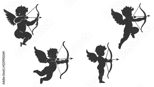 Cupid Silhouette Pack - Valentine's Day Love Symbols Vector Art