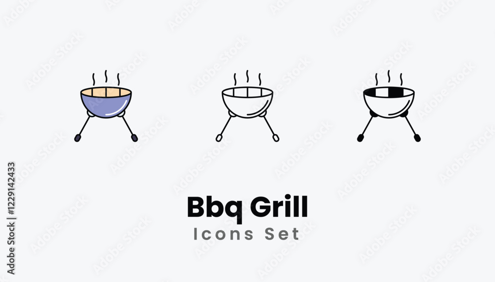 Bbq Grill Icons thin line and glyph vector icon stock illustration Bbq Grill Icons thin line and glyph vector icon stock illustration