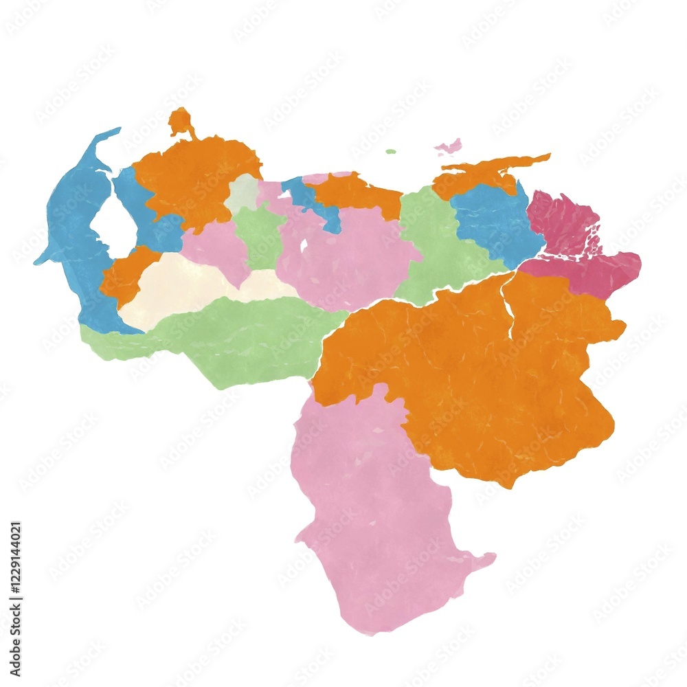 Obraz premium Venezuela map in watercolor over white background