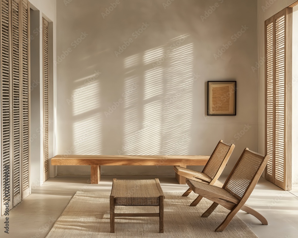 Fototapeta premium Generative AI, Zen-inspired Minimal Living Space