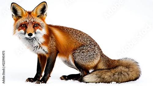 Wallpaper Mural Majestic Red Fox Sitting Gracefully on White Background Torontodigital.ca