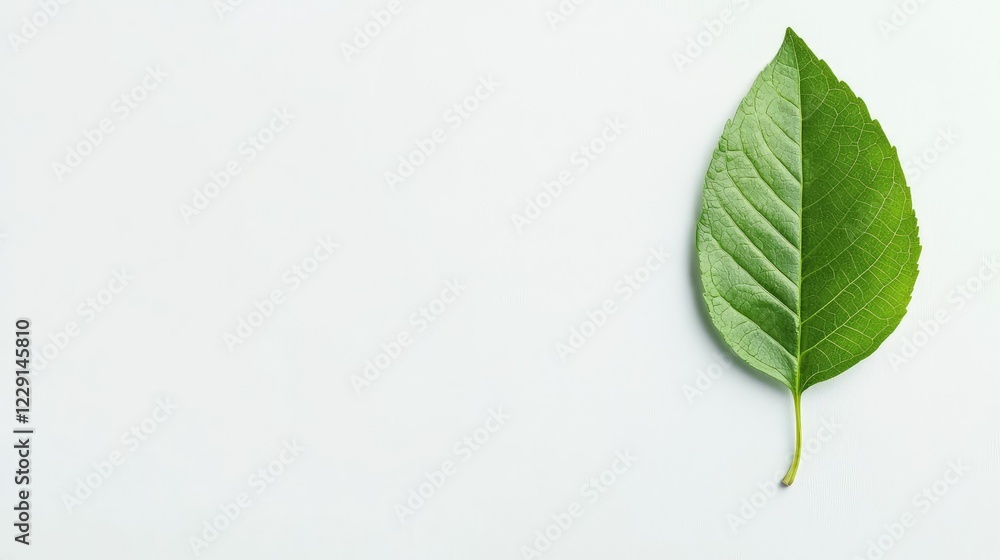 Fresh Green Leaf Isolated on a Light Background for Natural Themes Fresh Green Leaf Isolated on a Light Background for Natural Themes