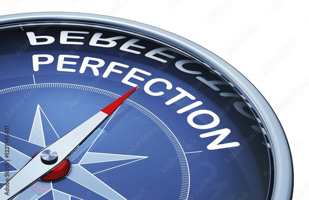 3D rendering of a compass with the word perfection 3D rendering of a compass with the word perfection