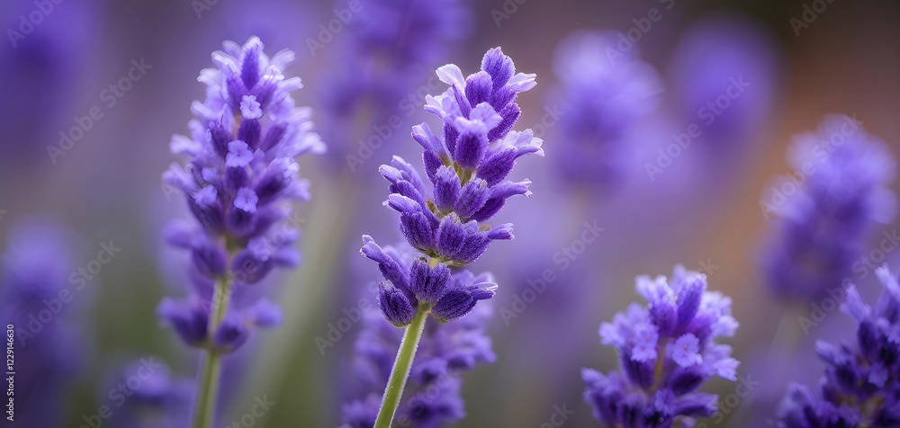 Detailed macro of a lavender flower (Lavandula angustifolia), showing the tiny purple buds and soft, velvety texture of the petals, AI generated Detailed macro of a lavender flower (Lavandula angustifolia), showing the tiny purple buds and soft, velvety texture of the petals, AI generated