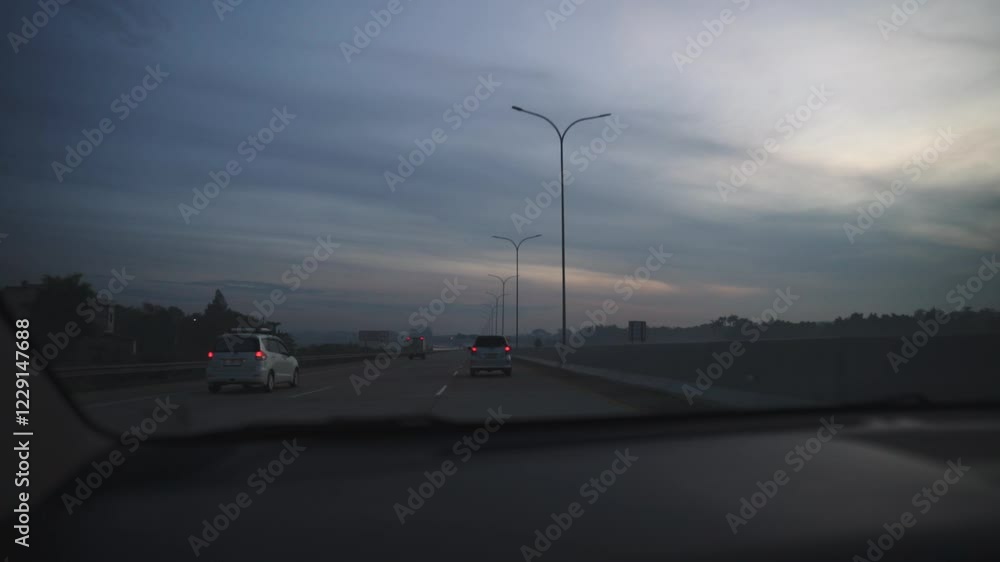 traffic on the highway with beautiful sunrise sky traffic on the highway with beautiful sunrise sky