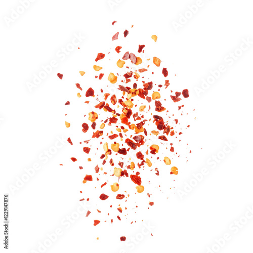 Wallpaper Mural image of Floating on air Crushed red pepper flakes on white background Torontodigital.ca