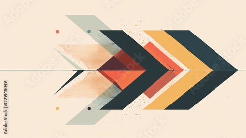 Geometric Arrow Pointing Right Flat Vector Illustration
