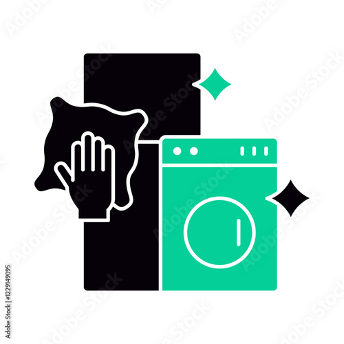 Appliance Cleaning – Washing Machine and Sponge Representing Proper Cleaning and Maintenance for Home Appliances to Ensure Longevity and Hygiene. Vector illustration.