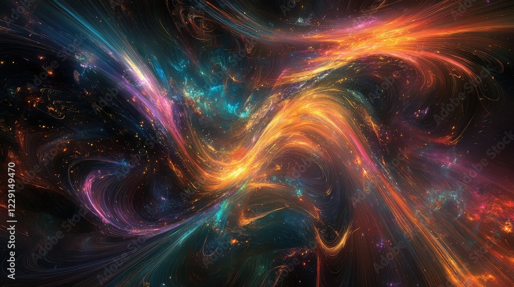 Vibrant Cosmic Swirls Capturing the Beauty of Space in an Abstract Colorful Display of Light, Energy, and Movement Against a Dark Background Vibrant Cosmic Swirls Capturing the Beauty of Space in an Abstract Colorful Display of Light, Energy, and Movement Against a Dark Background