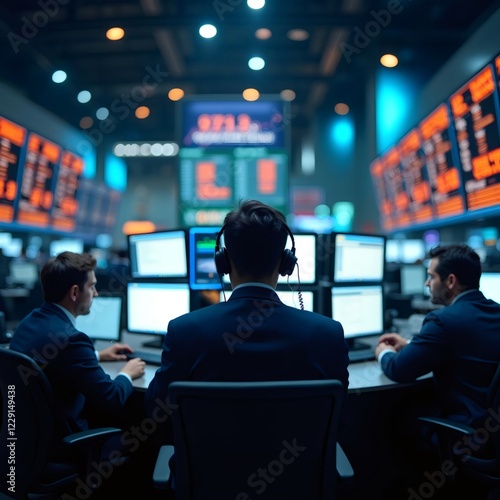 Stock Traders Analyzing Market Trends on the NYSE Trading Floor with Multiple Monitors 2
