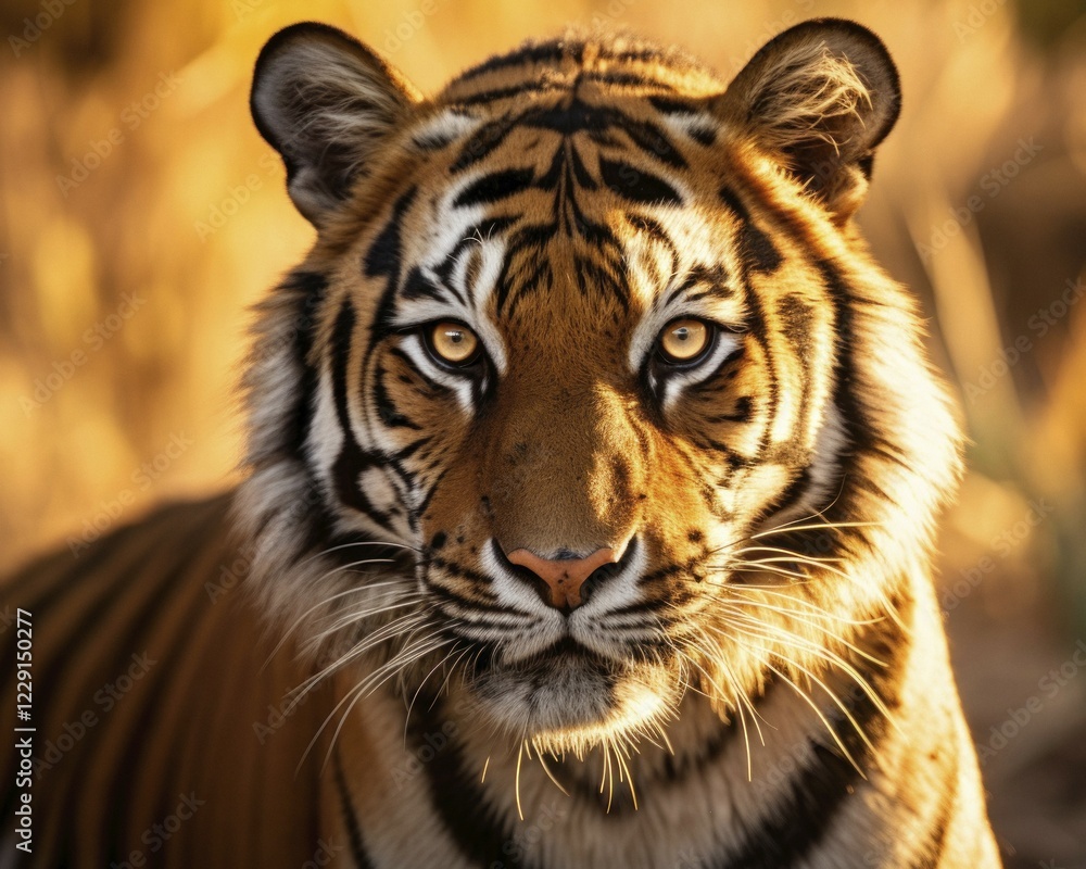Fototapeta premium Indian Tiger, portrait, Sunset, AI generated