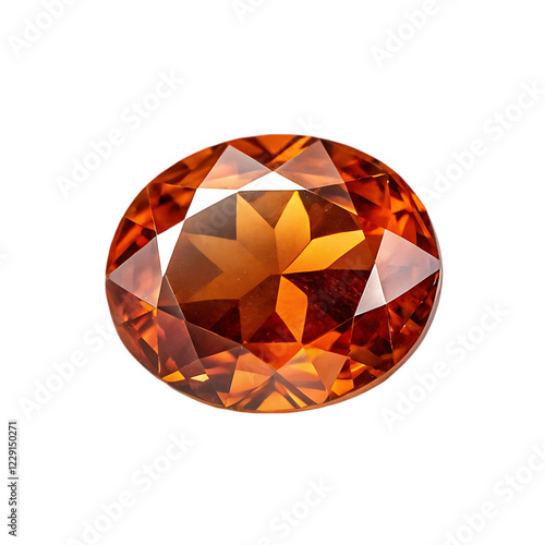 Hessonite garnet in transparent background