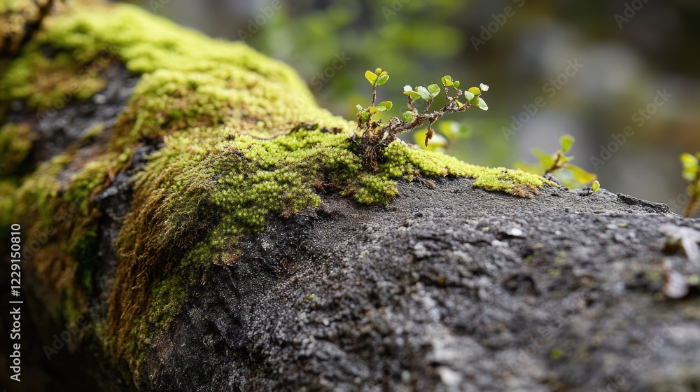 Obraz premium A close-up shot of a moss-covered rock in nature