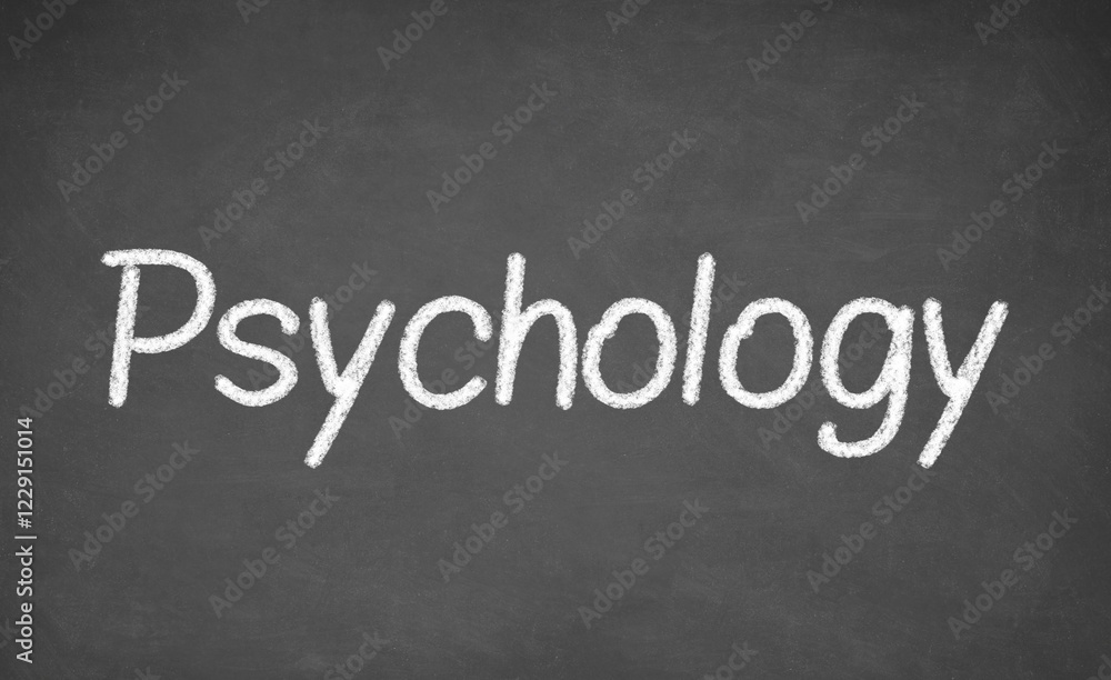 Psychology lesson on blackboard or chalkboard. written in white chalk Psychology lesson on blackboard or chalkboard. written in white chalk