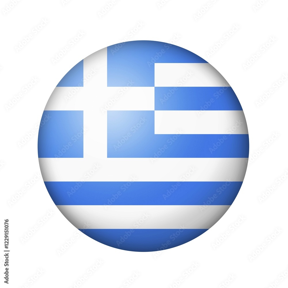 The Greek flag. Round matte icon. Isolated on white background The Greek flag. Round matte icon. Isolated on white background