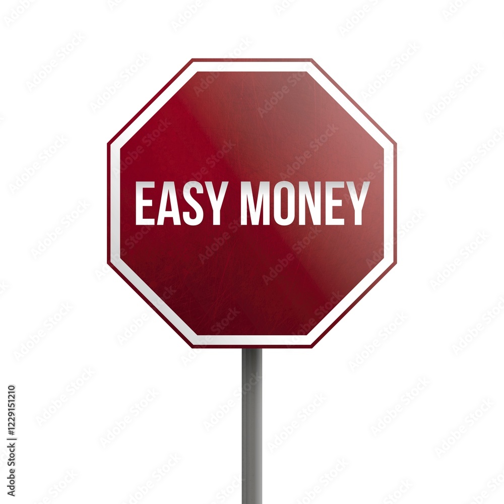 Easy money, red sign isolated on white background Easy money, red sign isolated on white background