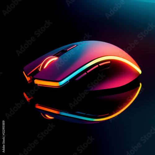 A sleek gaming mouse with v...