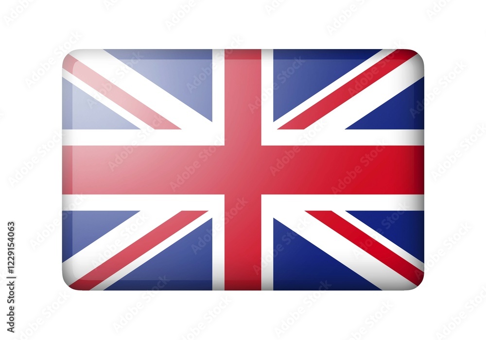 Obraz premium The British flag. Rectangular matte icon. Isolated on white background