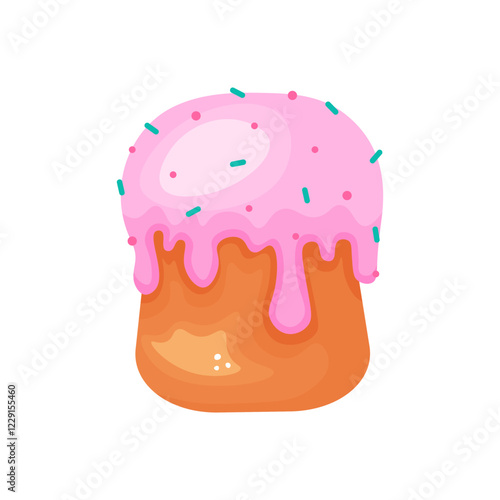 Vector Easter cake with sprinkles. Vector stock image isolated on white background. Single hand drawn clipart. Perfect for holiday designs, cards, logo, decorations, invitations.
