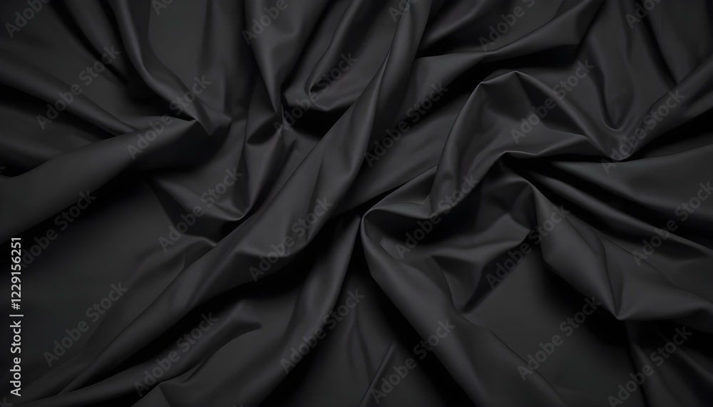 Obraz premium Tela negra oscura y arrugada con sombras y luces dramáticas