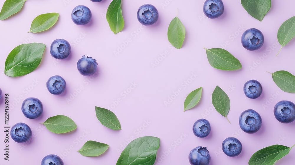 Fresh Blueberries and Green Leaves on a Soft Purple Background Perfect for Health, Food, and Nature-Themed Designs Ideal for Culinary and Wellness Projects Fresh Blueberries and Green Leaves on a Soft Purple Background Perfect for Health, Food, and Nature-Themed Designs Ideal for Culinary and Wellness Projects