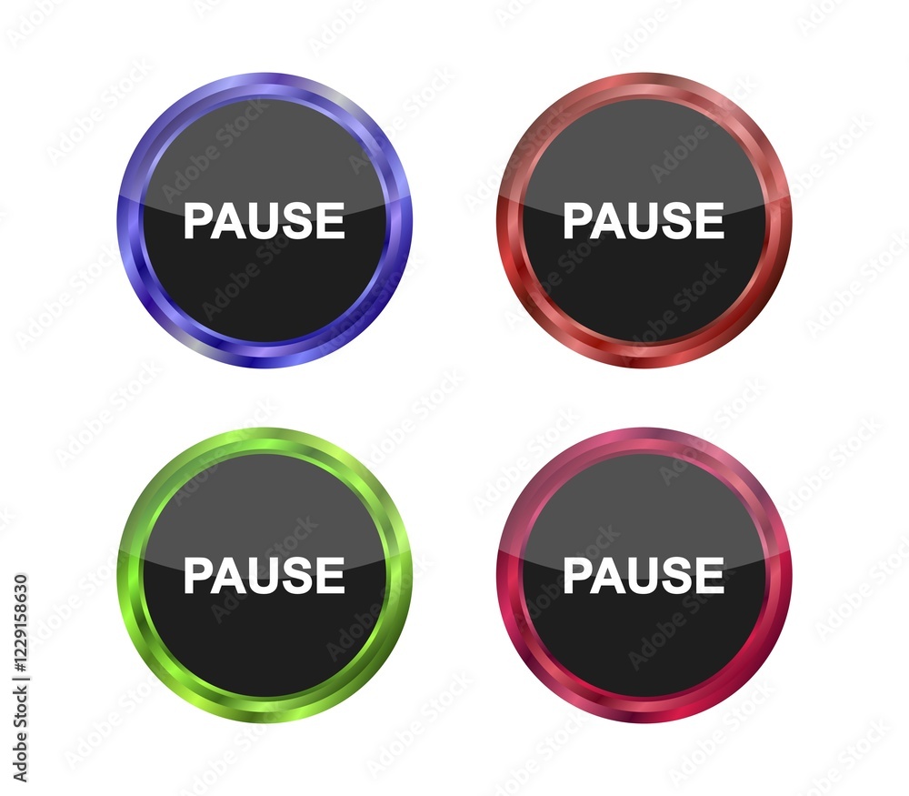 Pause button icon illustrated in vector on white background Pause button icon illustrated in vector on white background