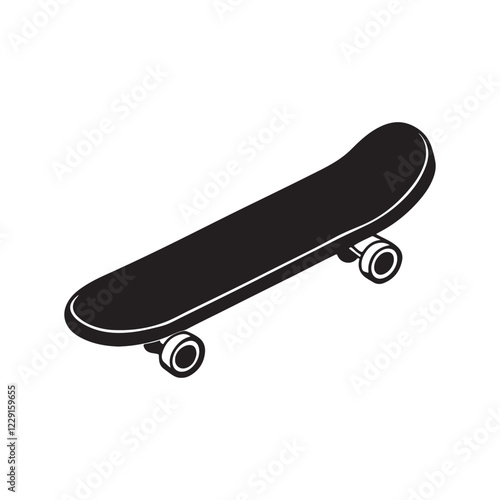 skateboard silhouette, black and white silhouette, vector and illustration