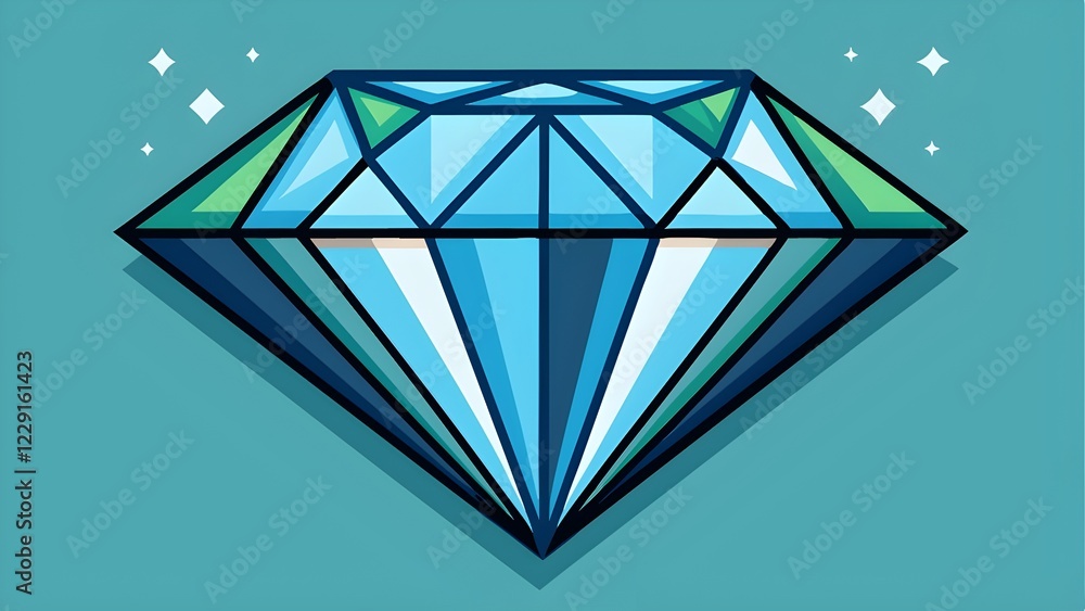 Diamond with Brilliant Facets and Reflective Light Diamond with Brilliant Facets and Reflective Light
