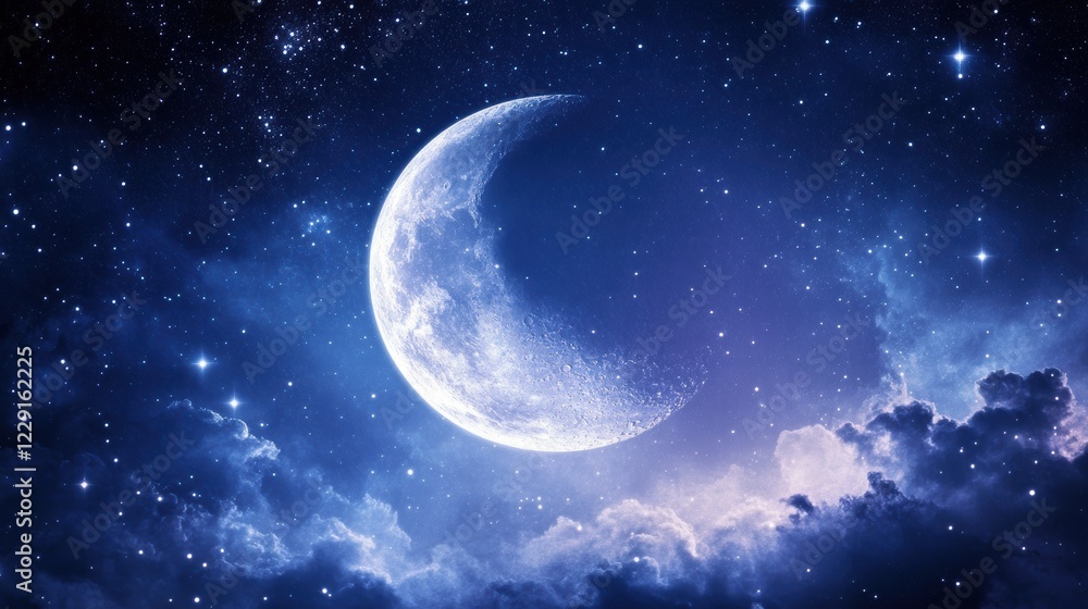 Fototapeta premium A celestial background with midnight blue and soft 3