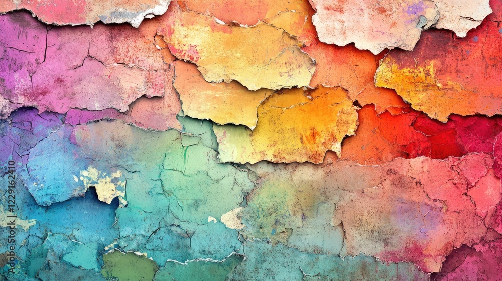 Obraz premium Colorful Cracked Wall Paint Abstract Texture