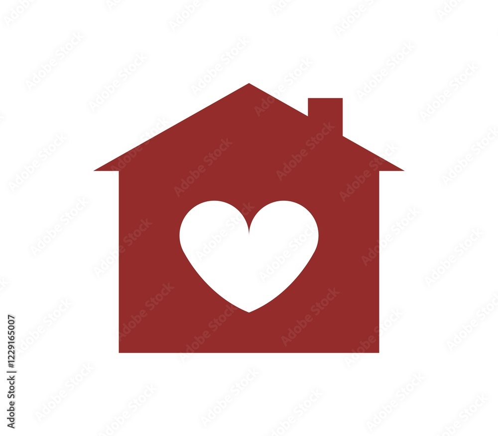 House heart icon illustrated in vector on white background House heart icon illustrated in vector on white background