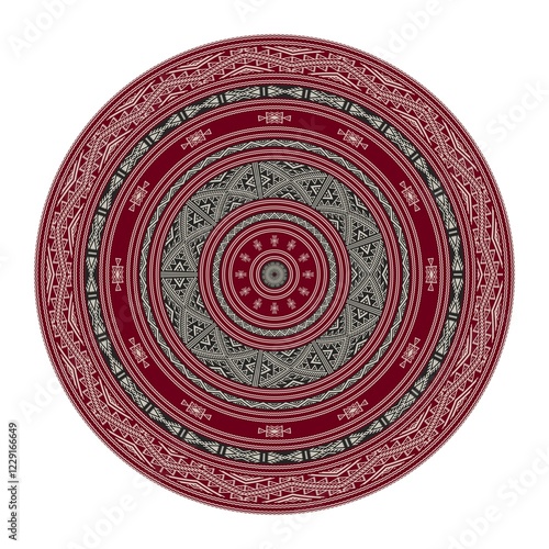 Tunisian embroidery inspired round design element, vector template against white background photo